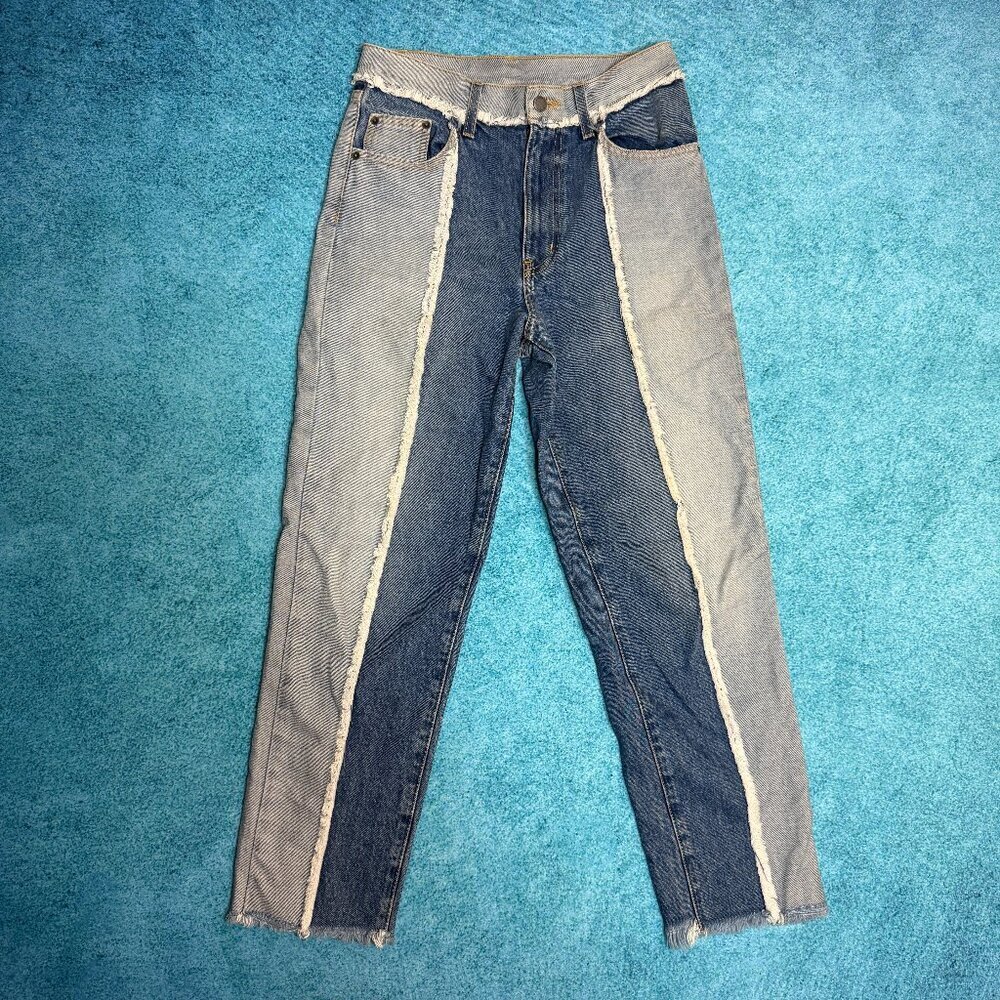 Carmar Jeans Blue High Rise Women 26 Distressed Grunge Denim Raw Hem Designer